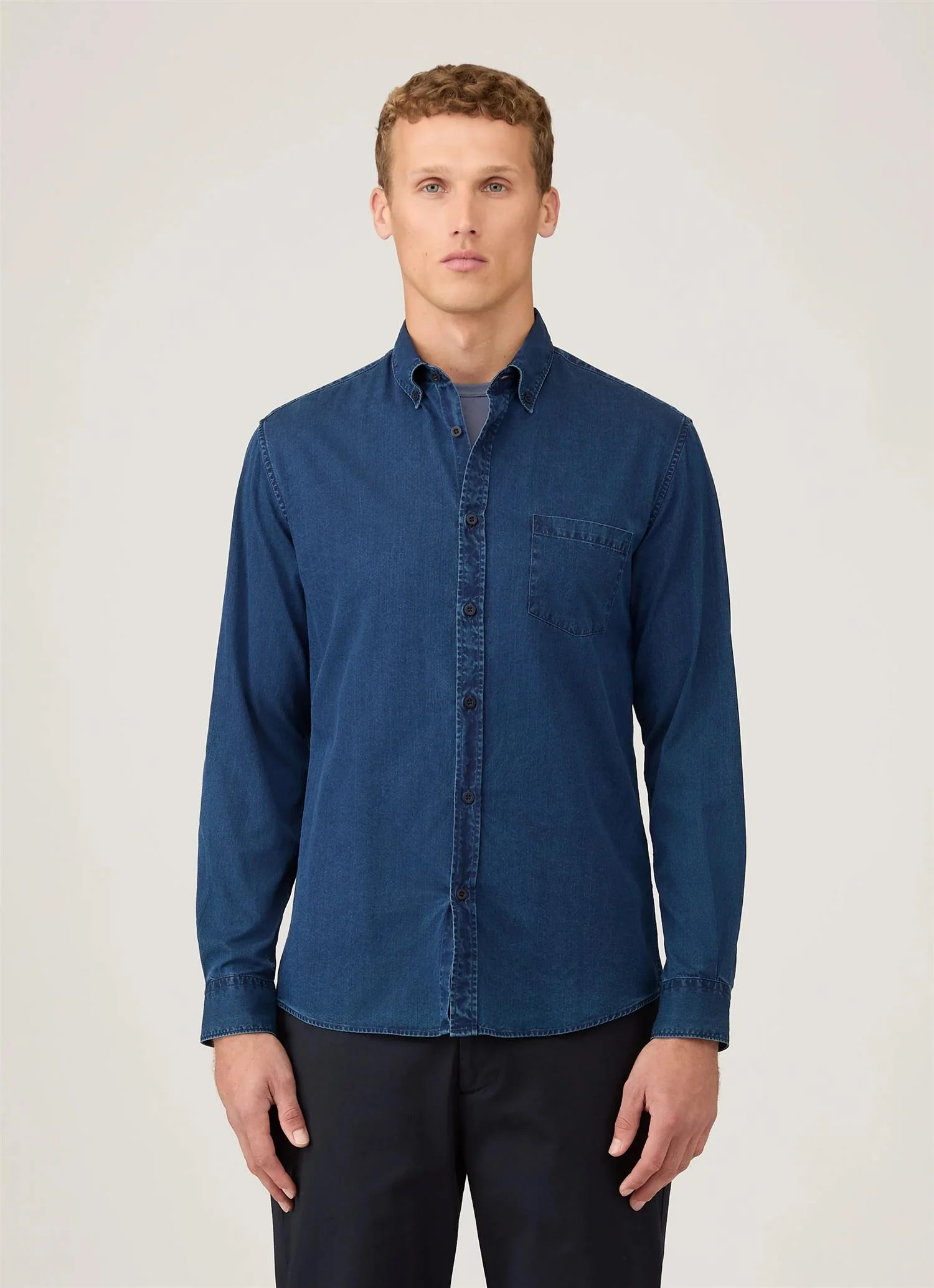 Button Down Twill Shirt Indigo - Image 2
