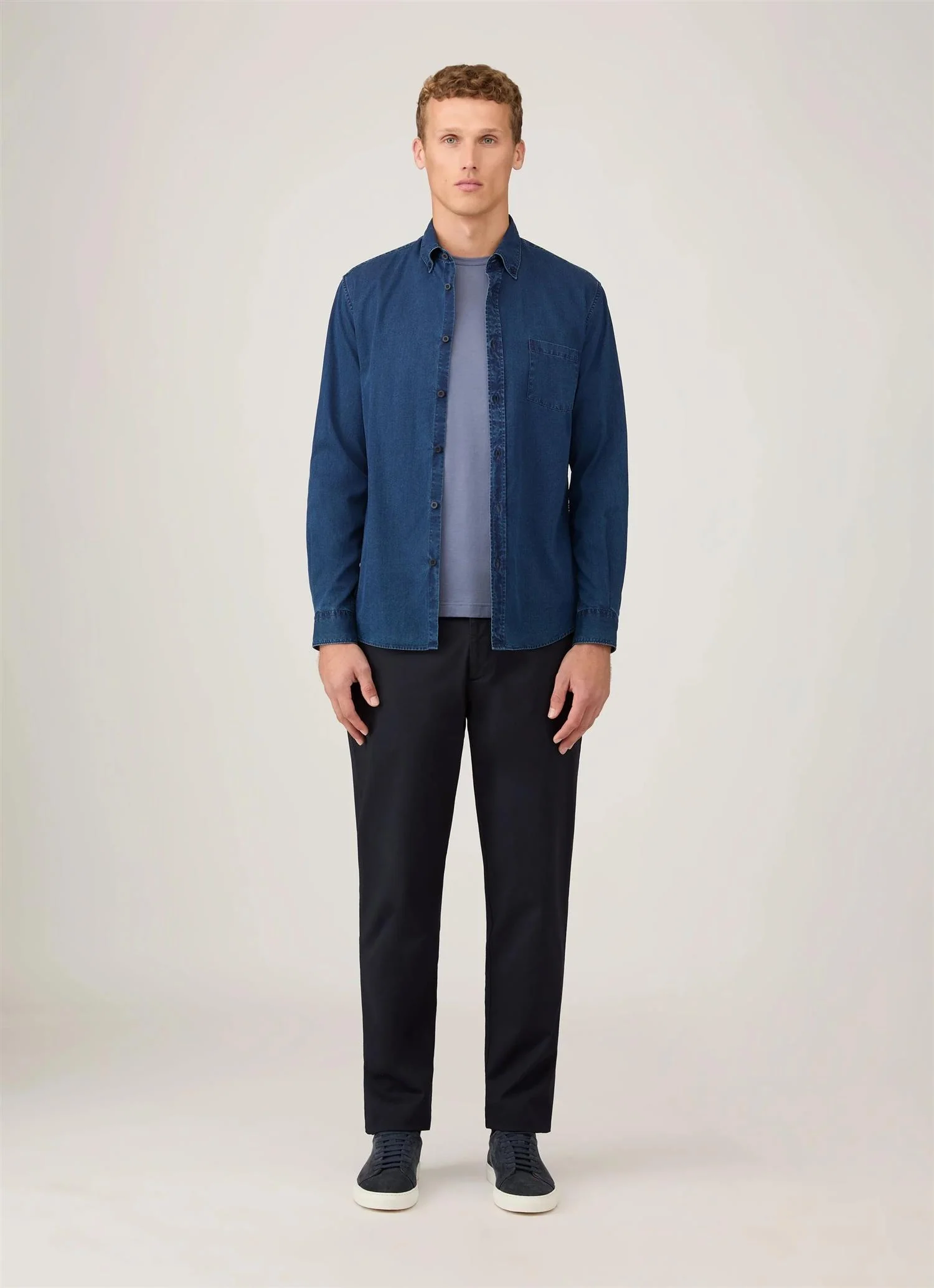 Button Down Twill Shirt Indigo - Image 3