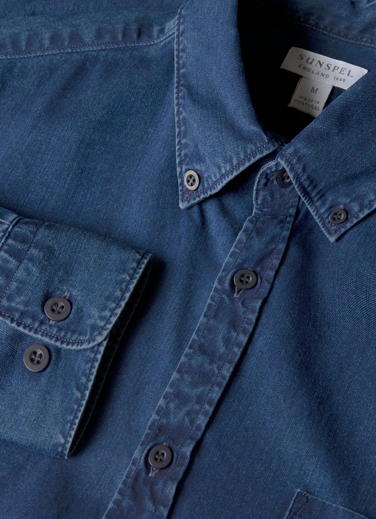 Button Down Twill Shirt Indigo - Image 4