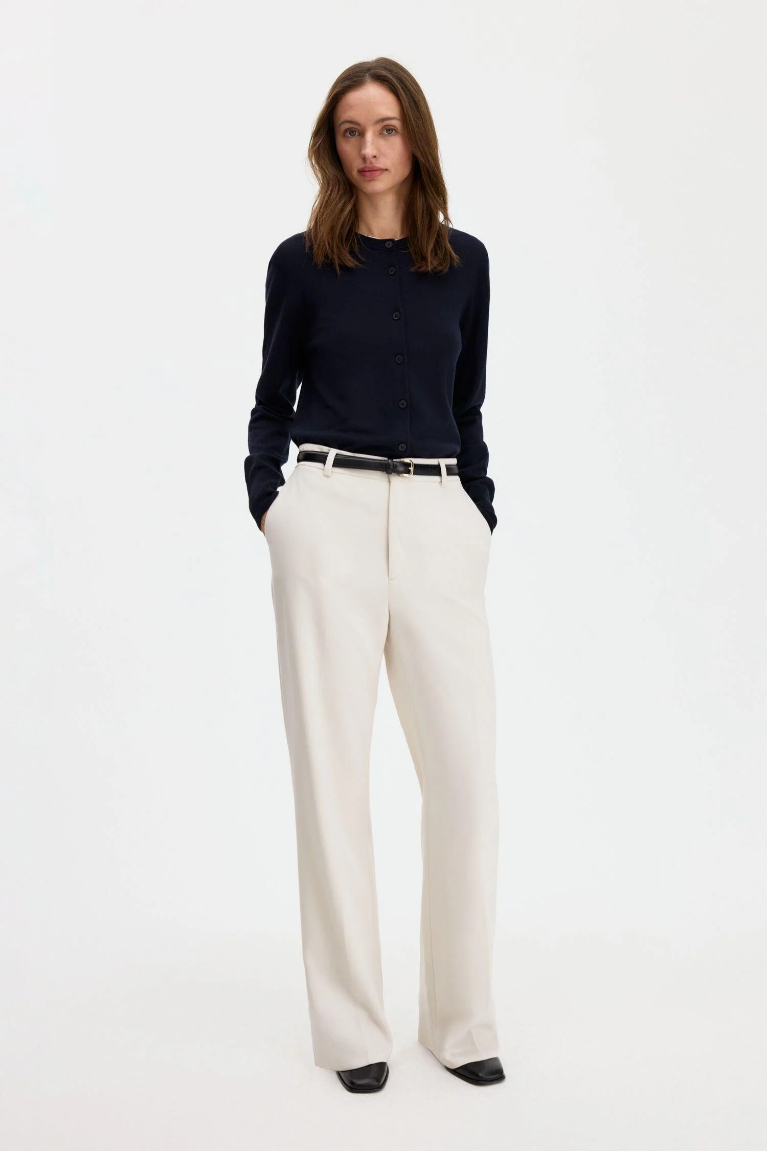Merino Short Cardigan Dark Navy - Image 2