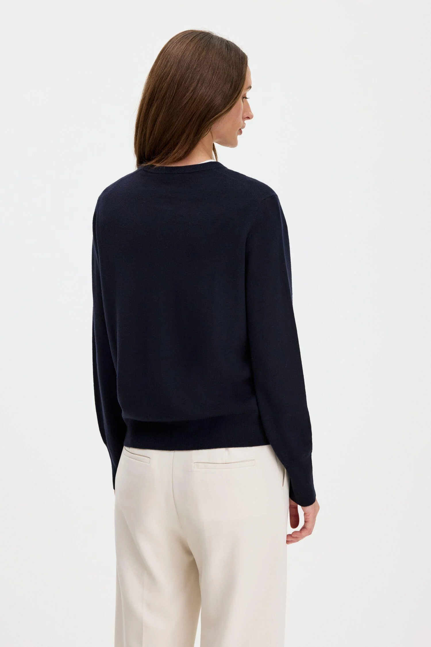 Merino Short Cardigan Dark Navy - Image 3