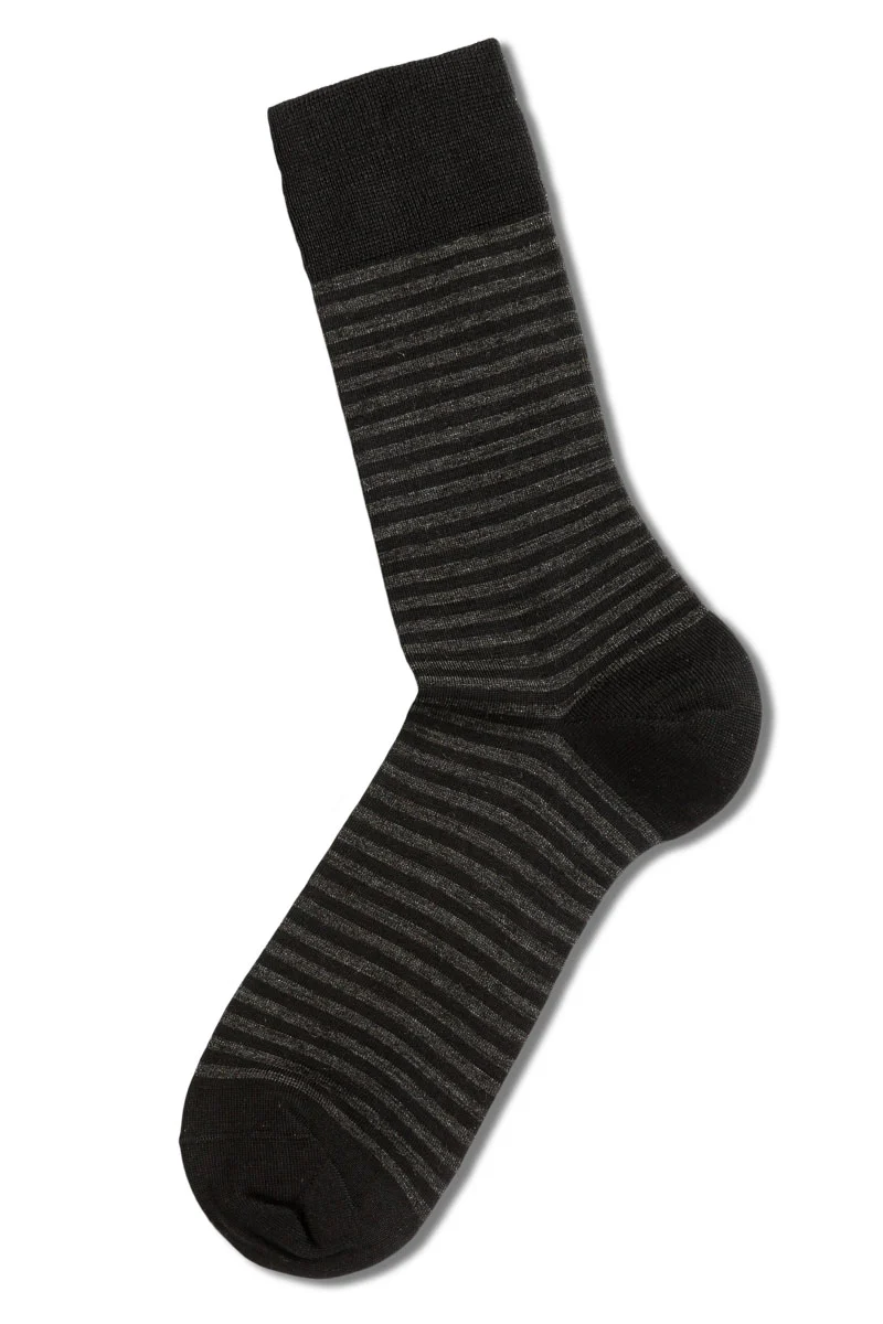 Fine Wool Small Stripes Black/Grey - Image 2