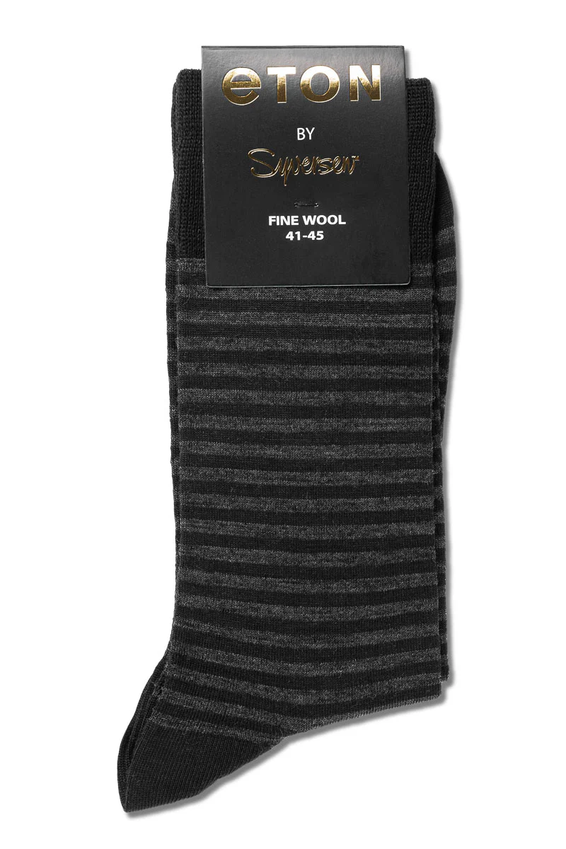 Fine Wool Small Stripes Black/Grey - Image 3