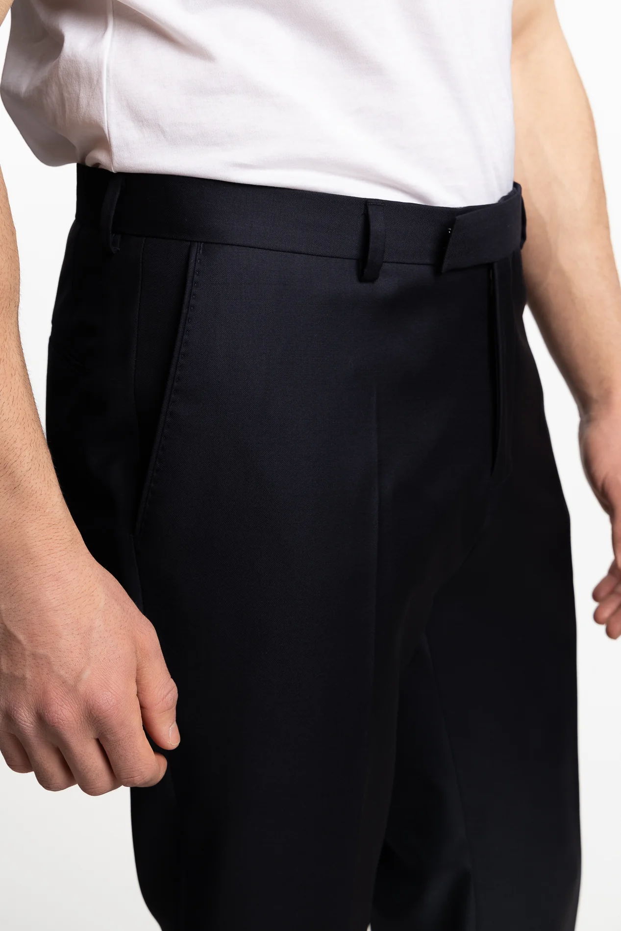 Palermo Slim Fit Wool Trousers Ink Blue - Image 5