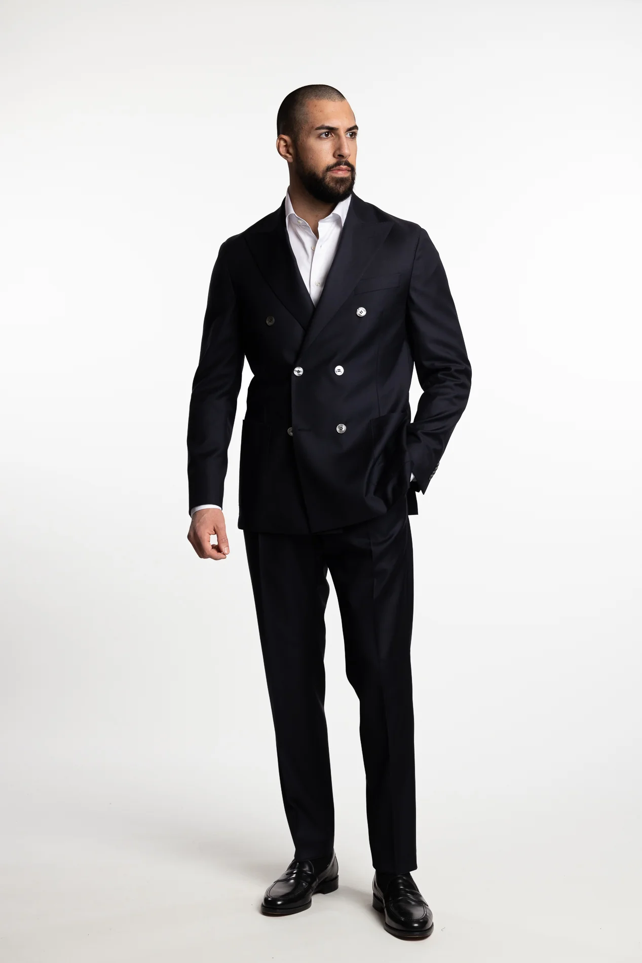 Palermo Slim Fit Wool Trousers Ink Blue - Image 9