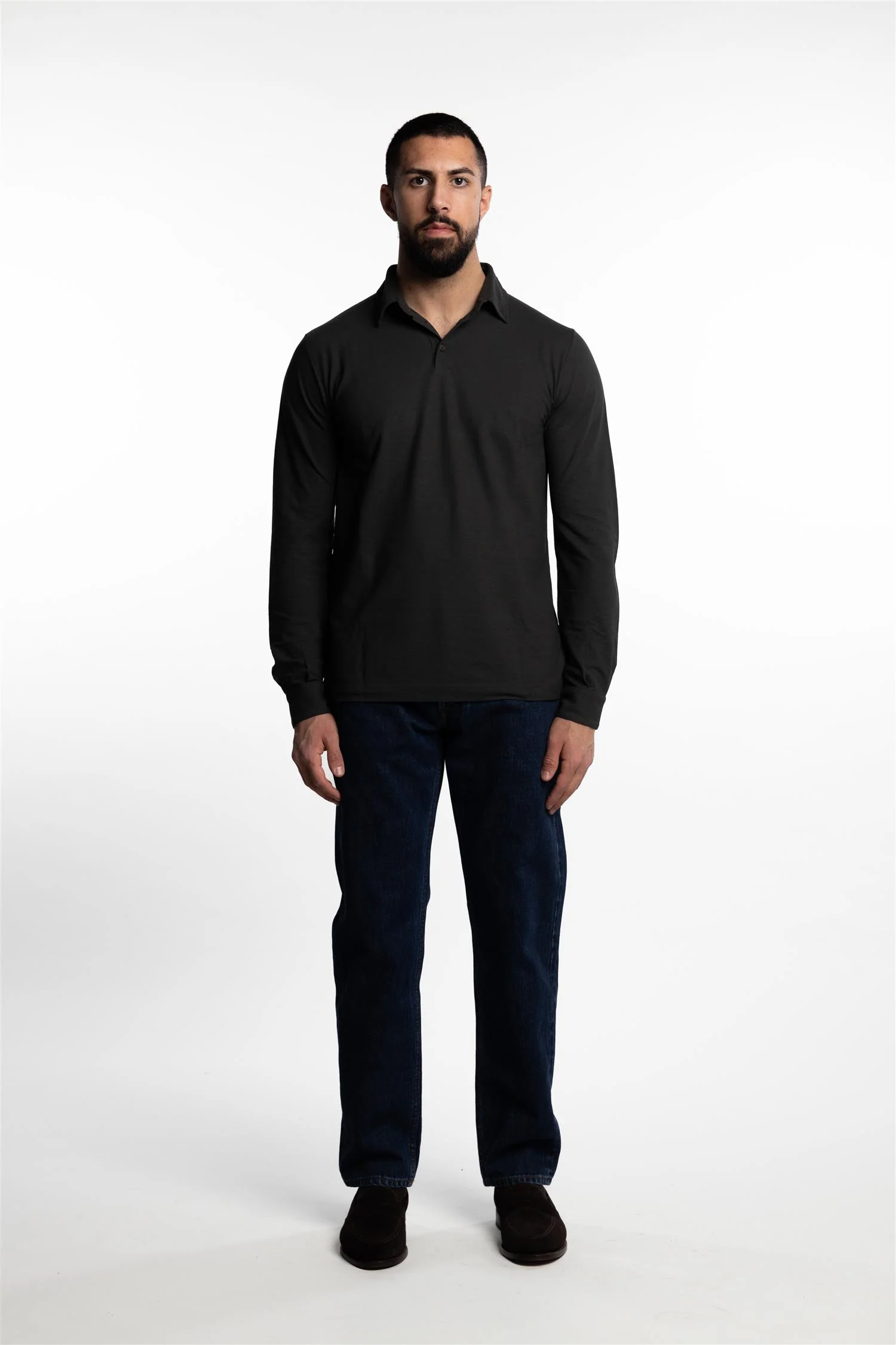 Ice Cotton Long Sleeve Polo Green - Image 4