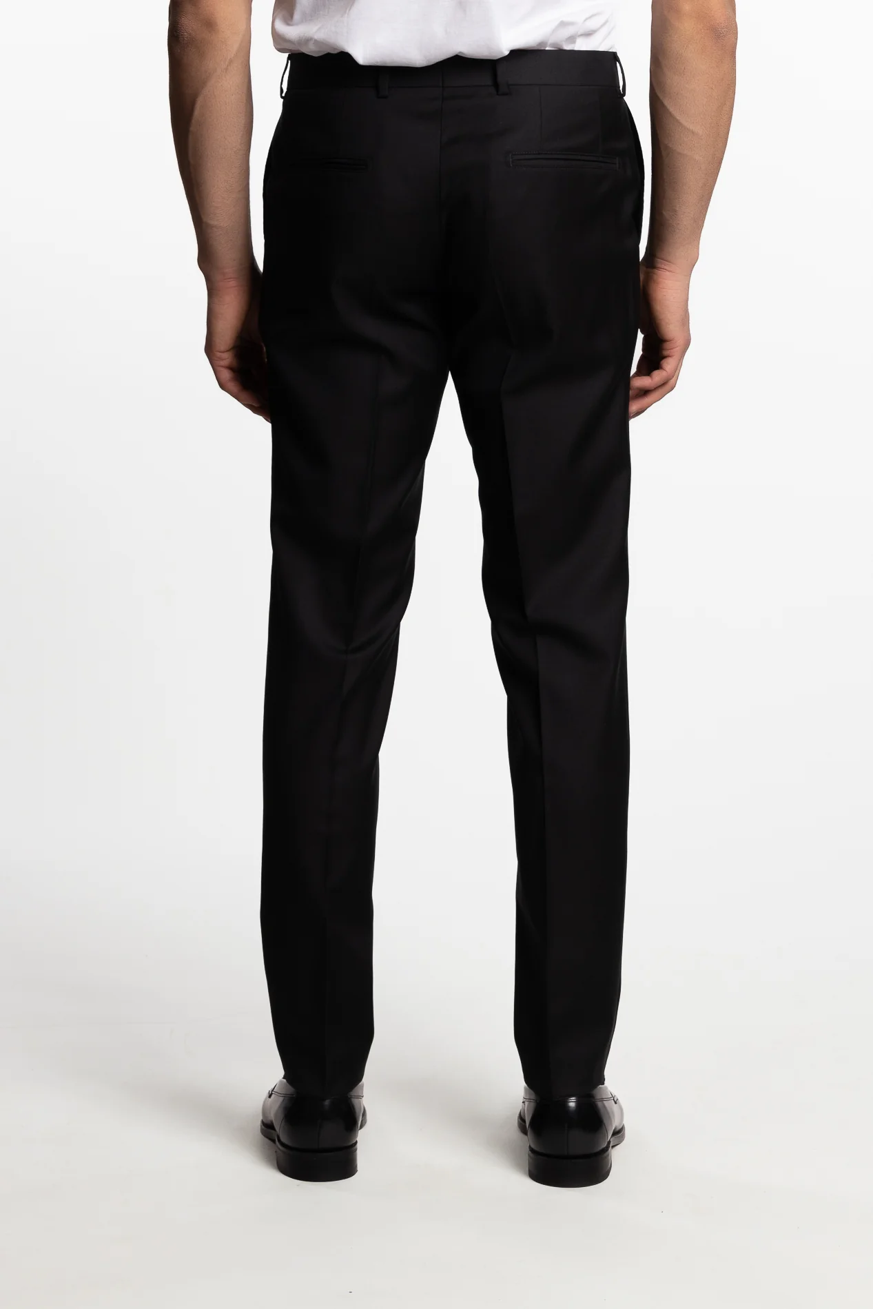 Palermo Slim Fit Wool Trousers Black - Image 3