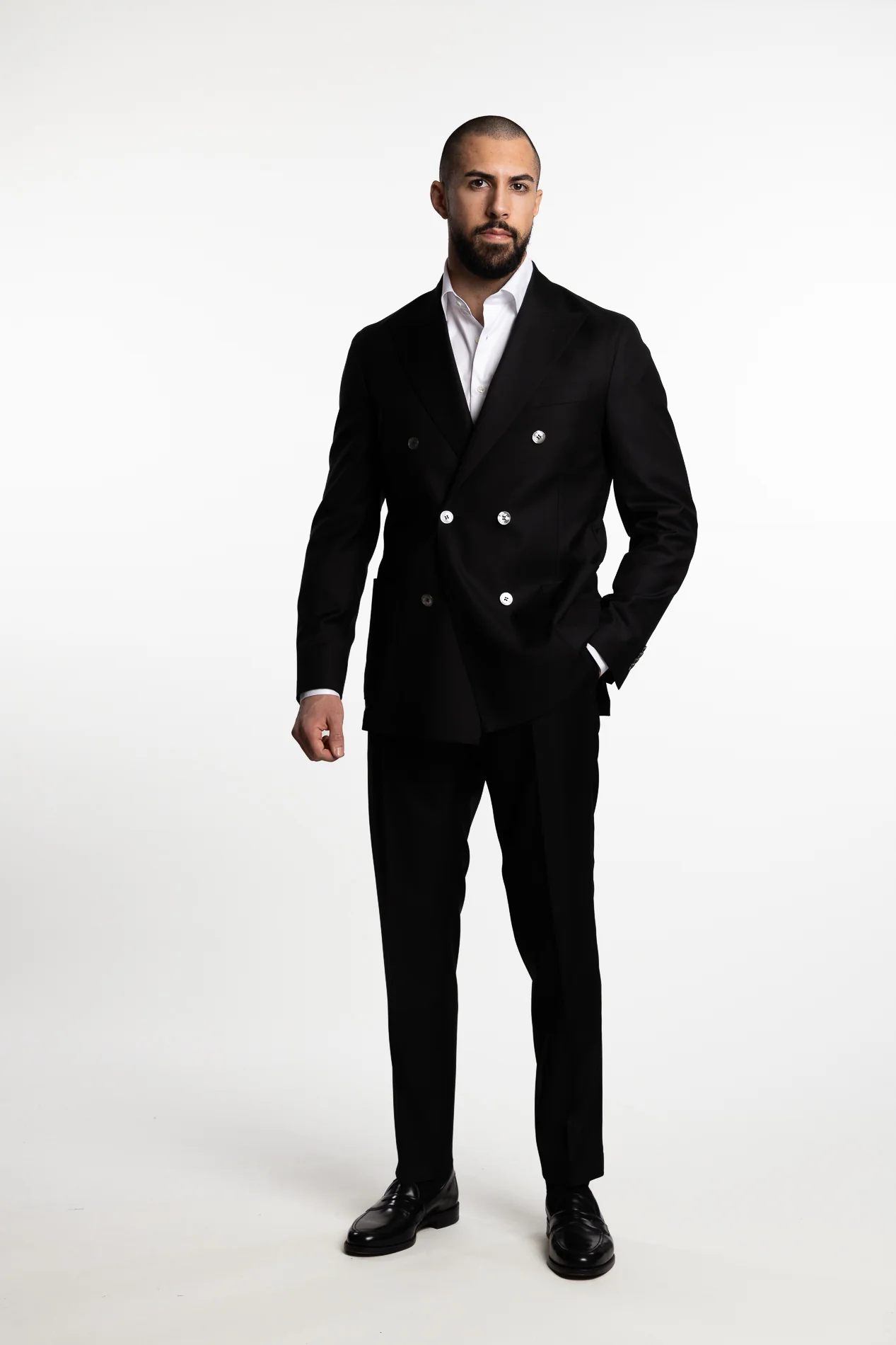 Palermo Slim Fit Wool Trousers Black - Image 9