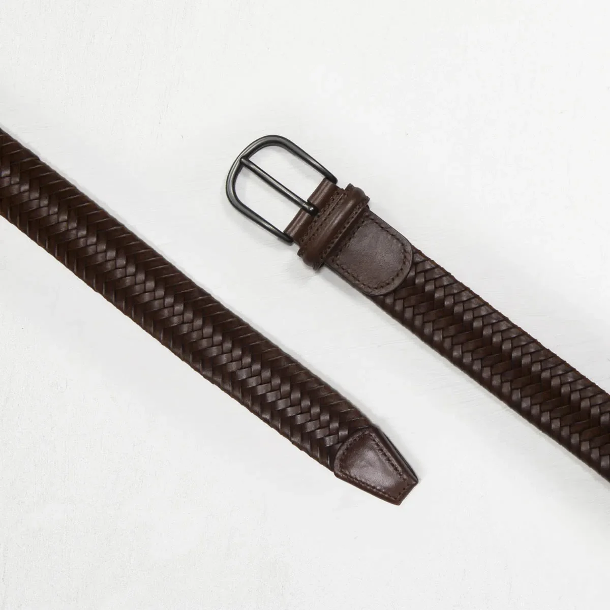 Stretch Woven Leather Belt Brown 3,5 cm - Image 4