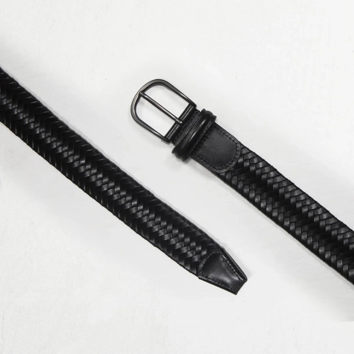 Stretch Woven Leather Belt Black 3,5 cm - Image 4