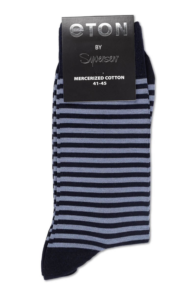 Mercerized Cotton Small Stripes Dark Blue/Light Blue - Image 3