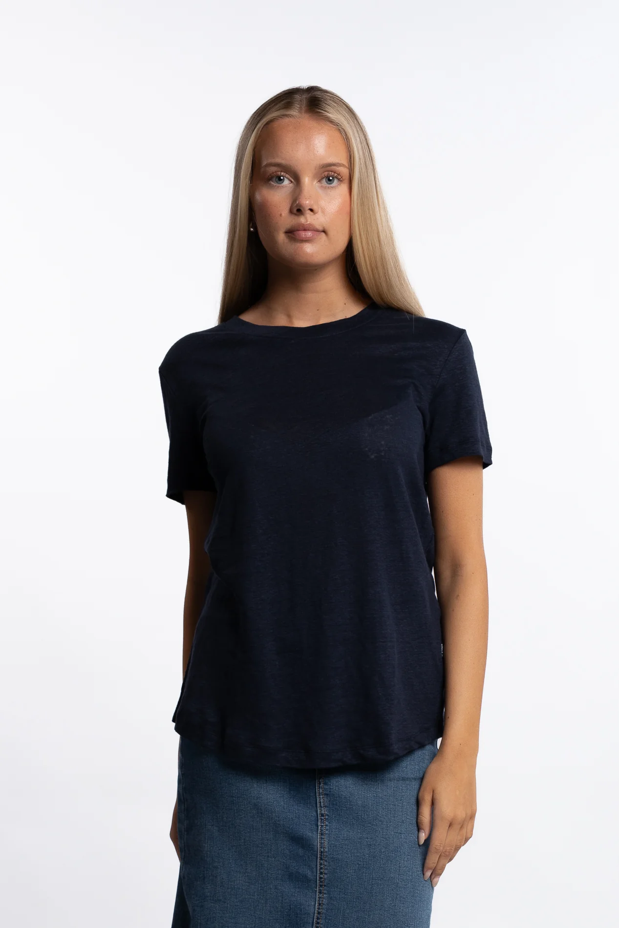 Jane Linen Tee- Navy - Image 2