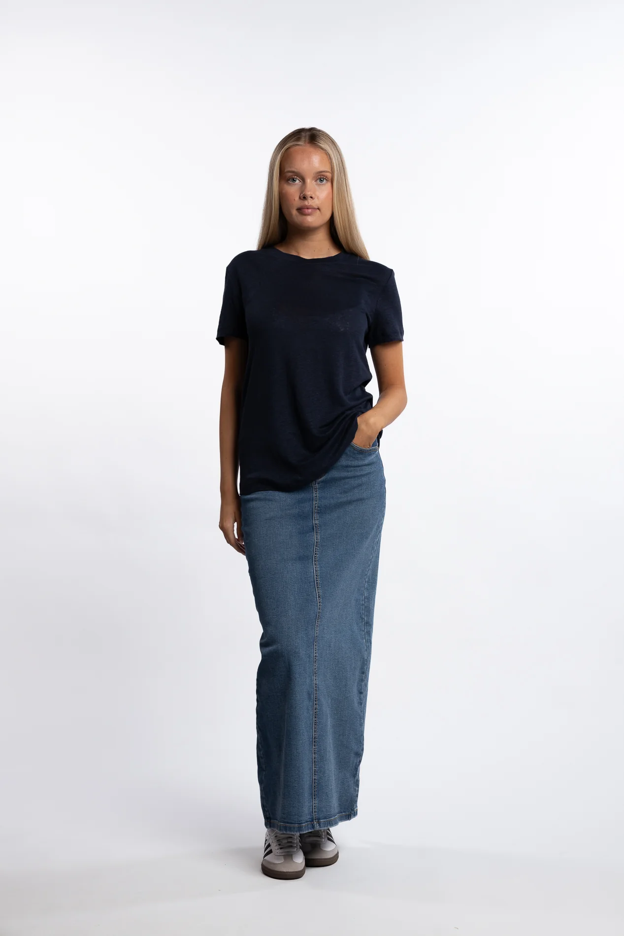 Jane Linen Tee- Navy - Image 3