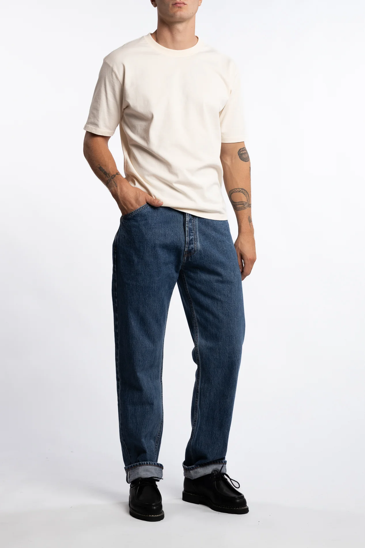 14,2 Oz 5-Pocket Mid-Waist Japanese Selvedge Denim Bleach Wash - Image 5