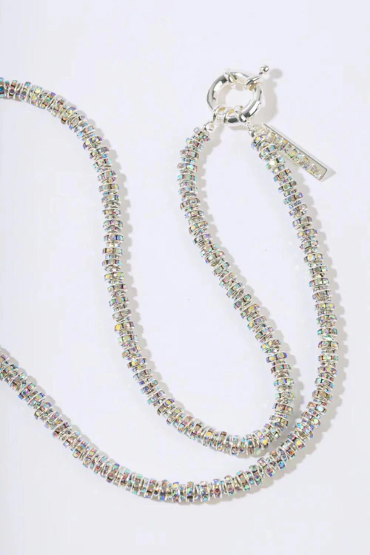 Skinny Diamond Necklace- Silver - Image 2