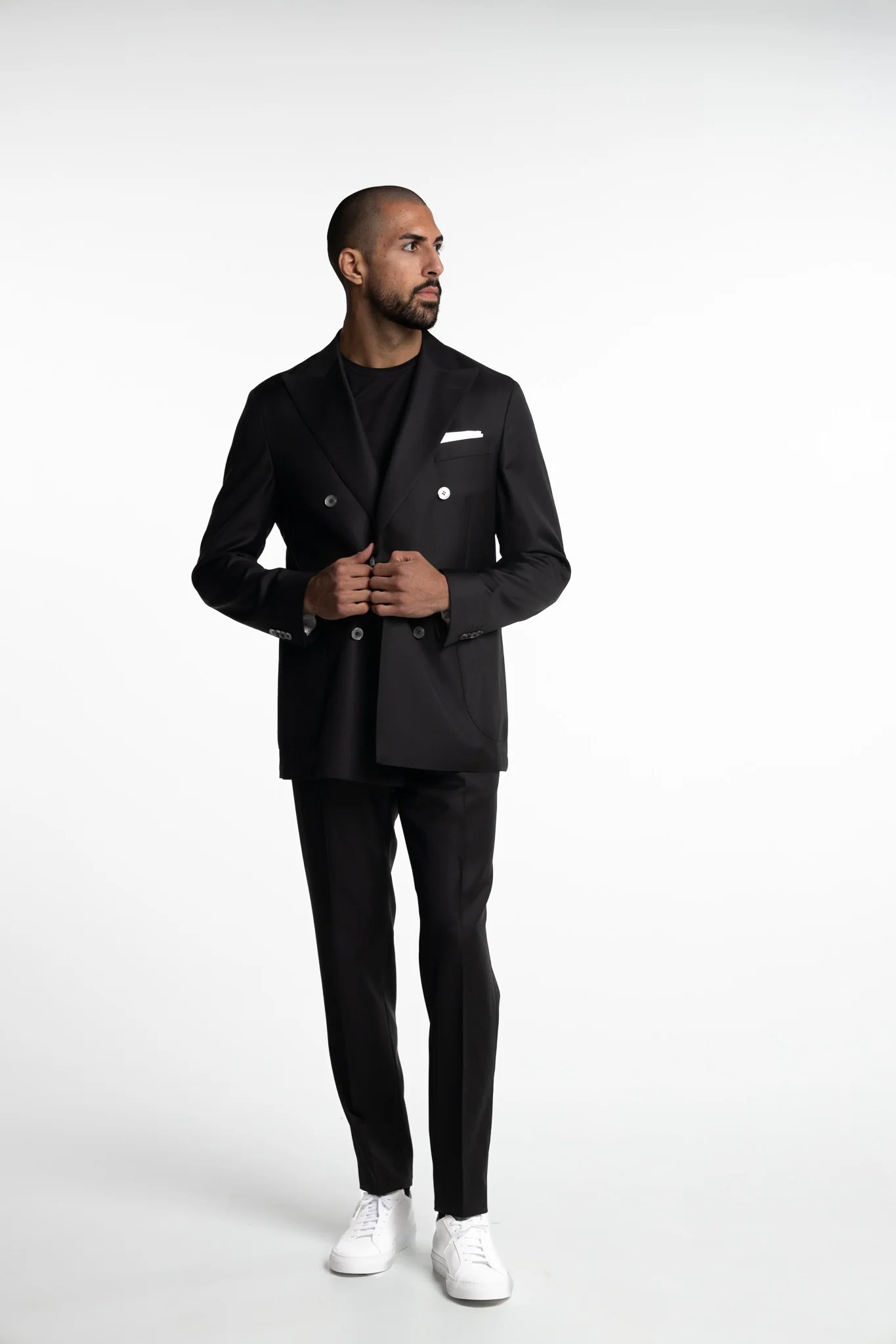 Vicenza Regular Fit Double Breasted Wool Blazer Black - Image 4