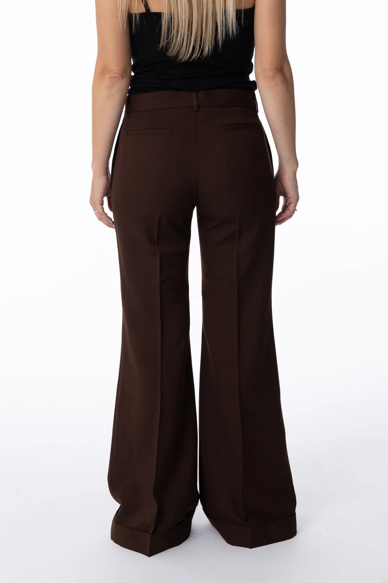 Tailored Flared Trousers- Chestnut Brown - Image 7