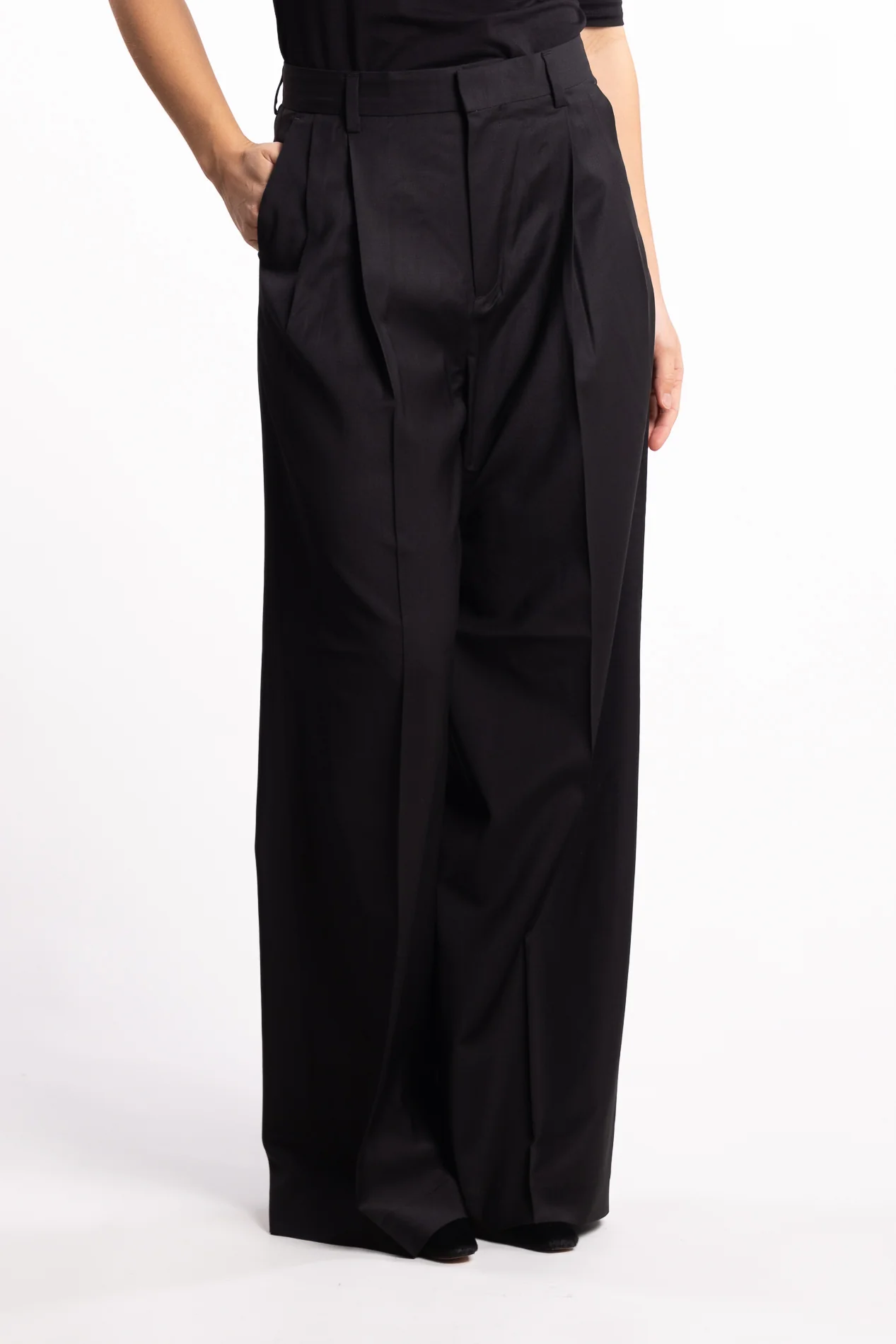 Darcey Wool Trousers- Black - Image 2