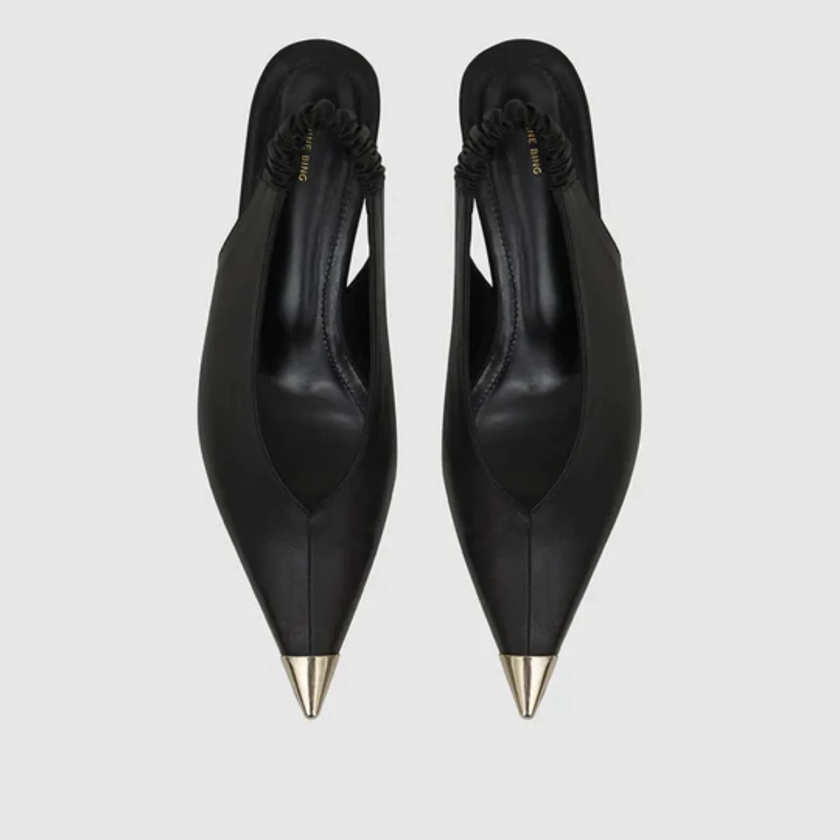 Nina Heels With Metal Toe Cap- Black - Image 4