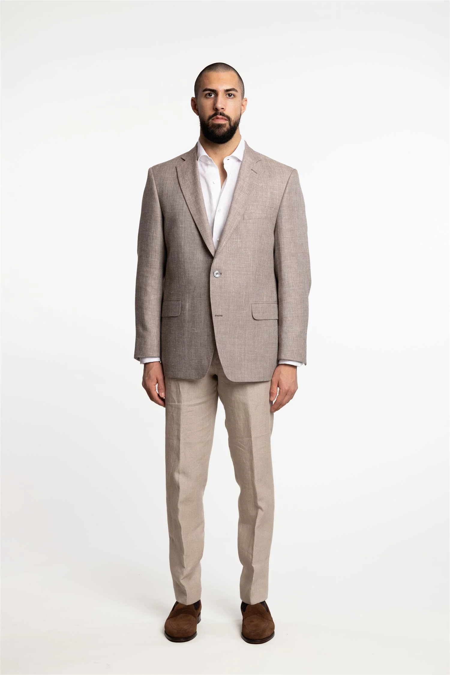 Joel Wide Fit Linen/Wool Blazer Terra Brown - Image 4