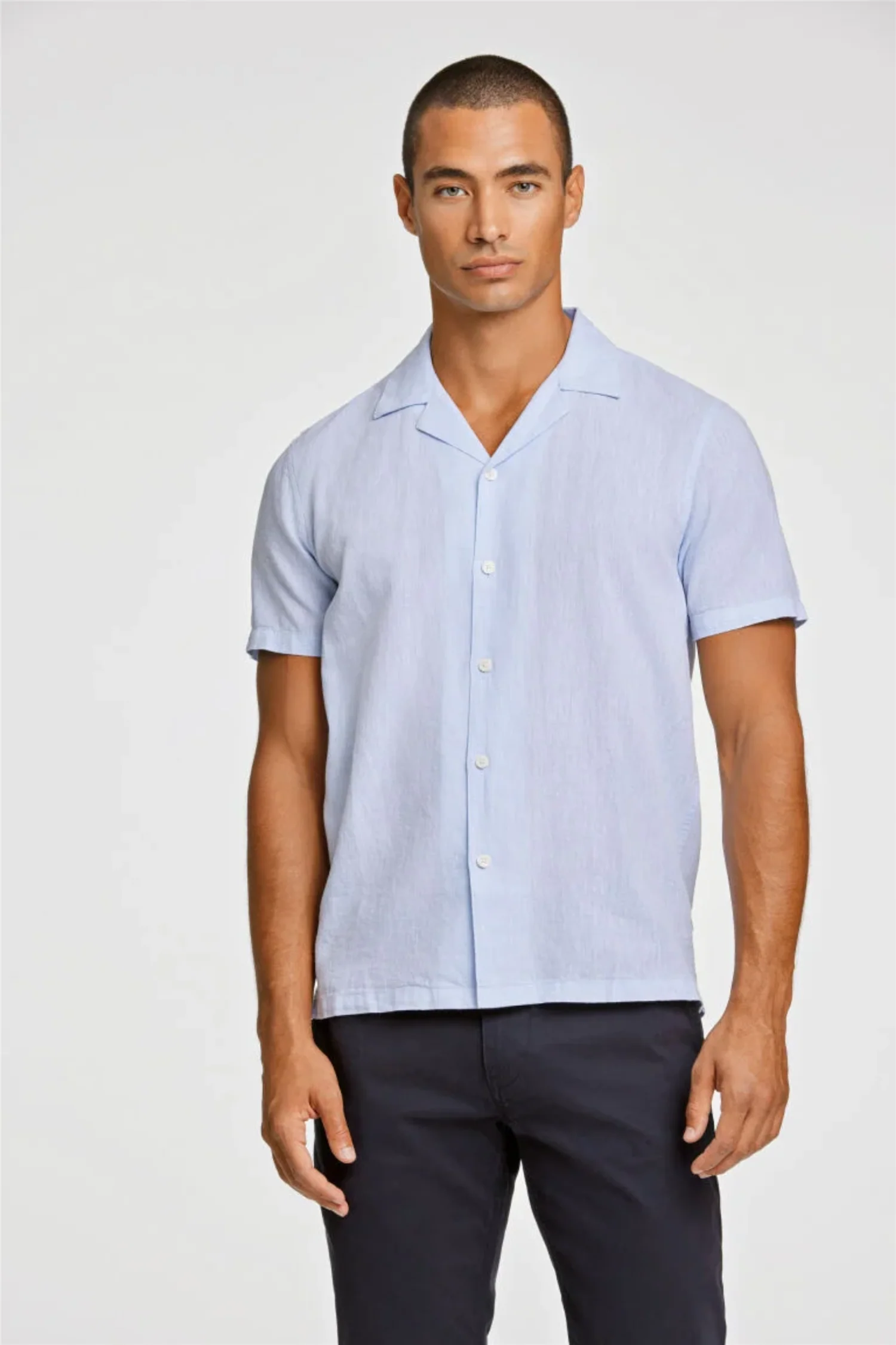 Casual Linen Blend Resort S/S Light Blue - Image 4