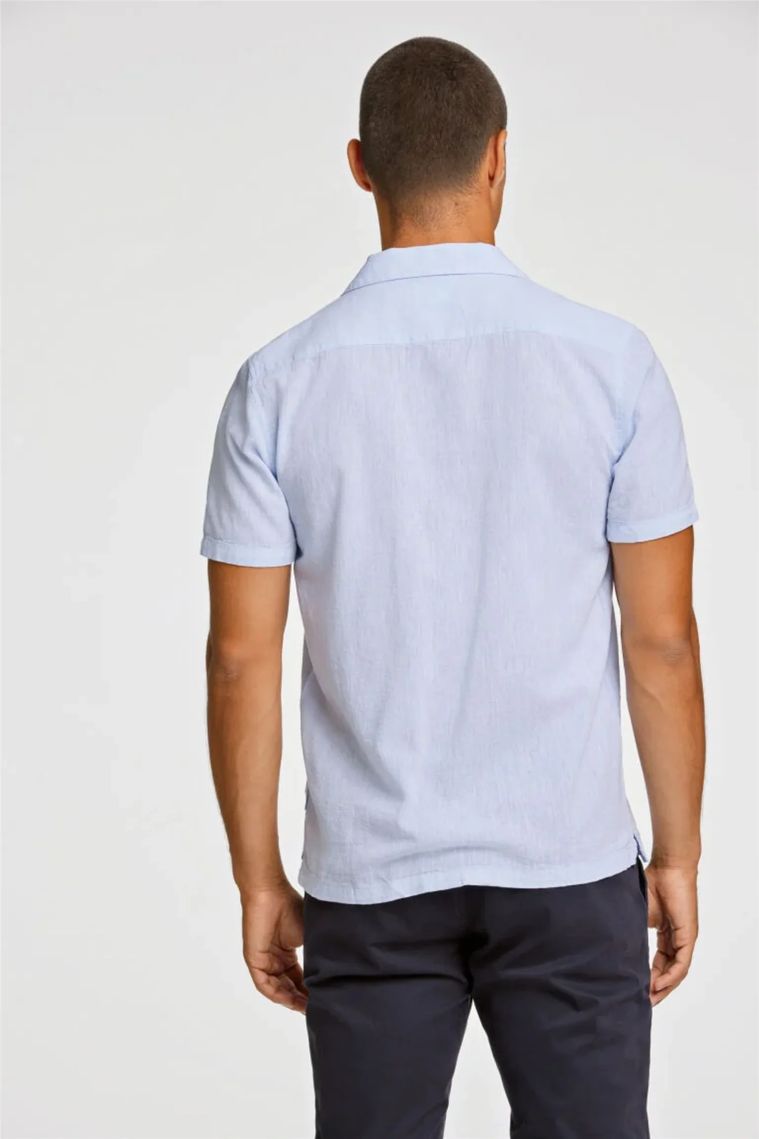 Casual Linen Blend Resort S/S Light Blue - Image 5