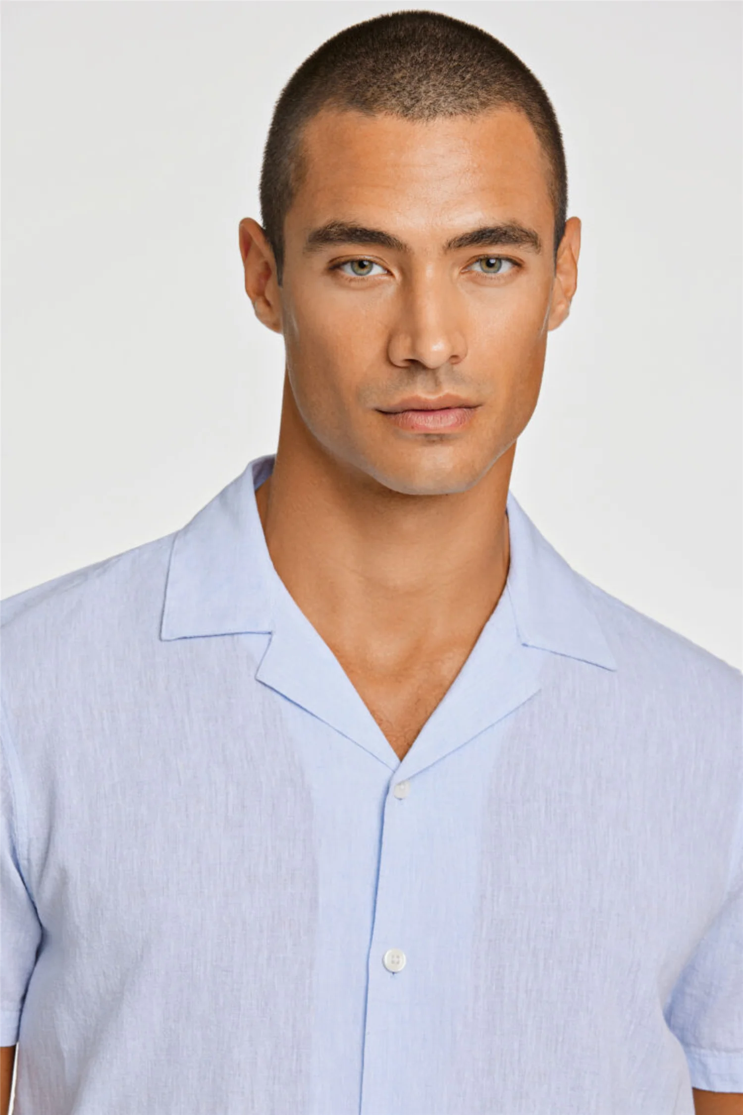 Casual Linen Blend Resort S/S Light Blue - Image 6