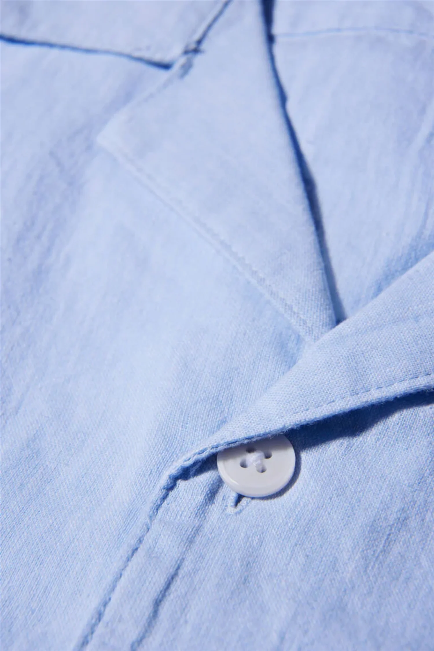 Casual Linen Blend Resort S/S Light Blue - Image 8