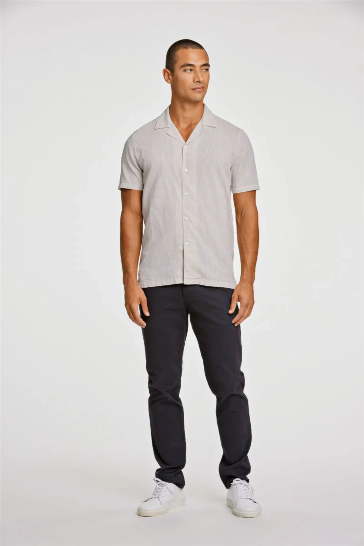 Casual Linen Blend Resort S/S Light Stone - Image 3