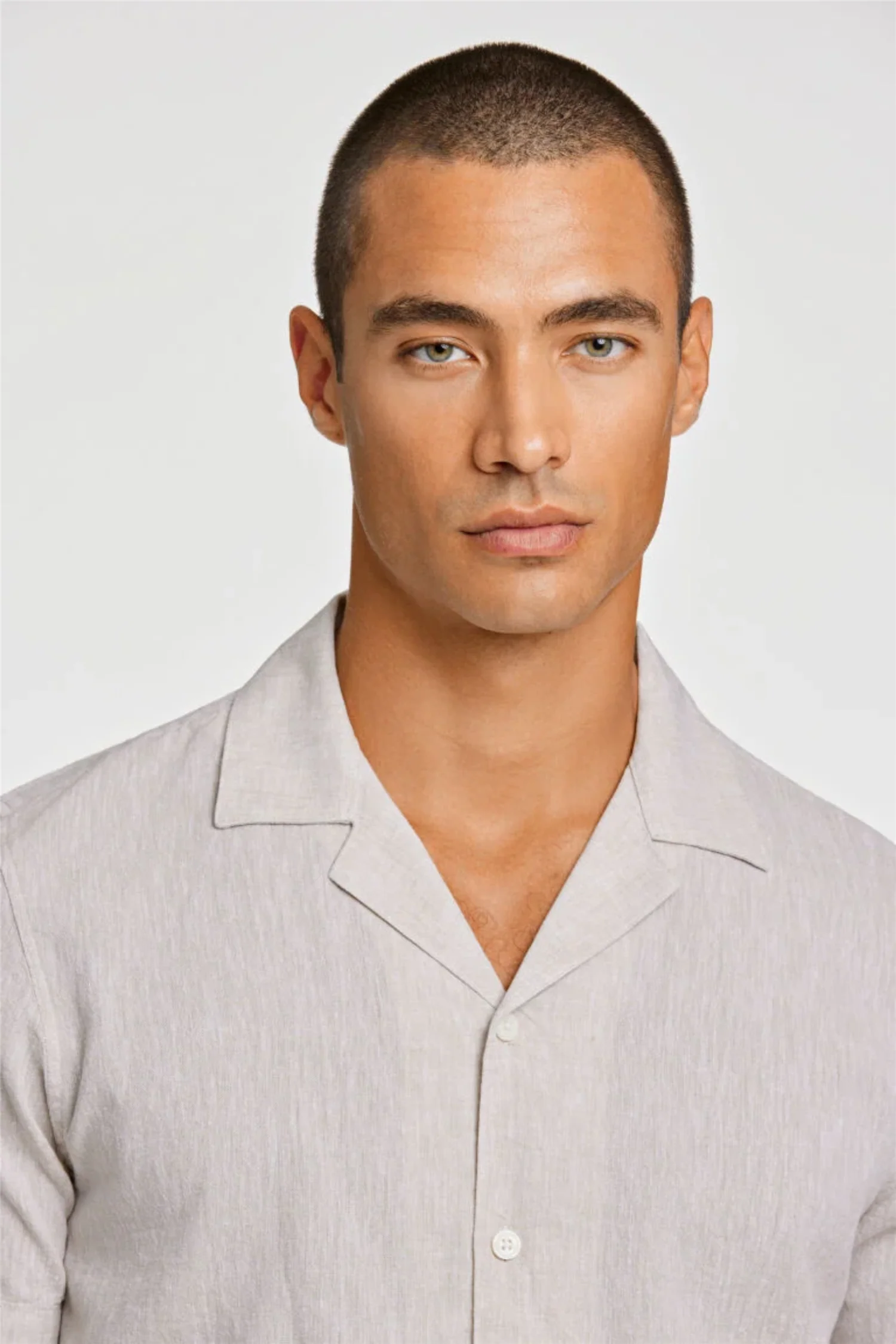 Casual Linen Blend Resort S/S Light Stone - Image 6
