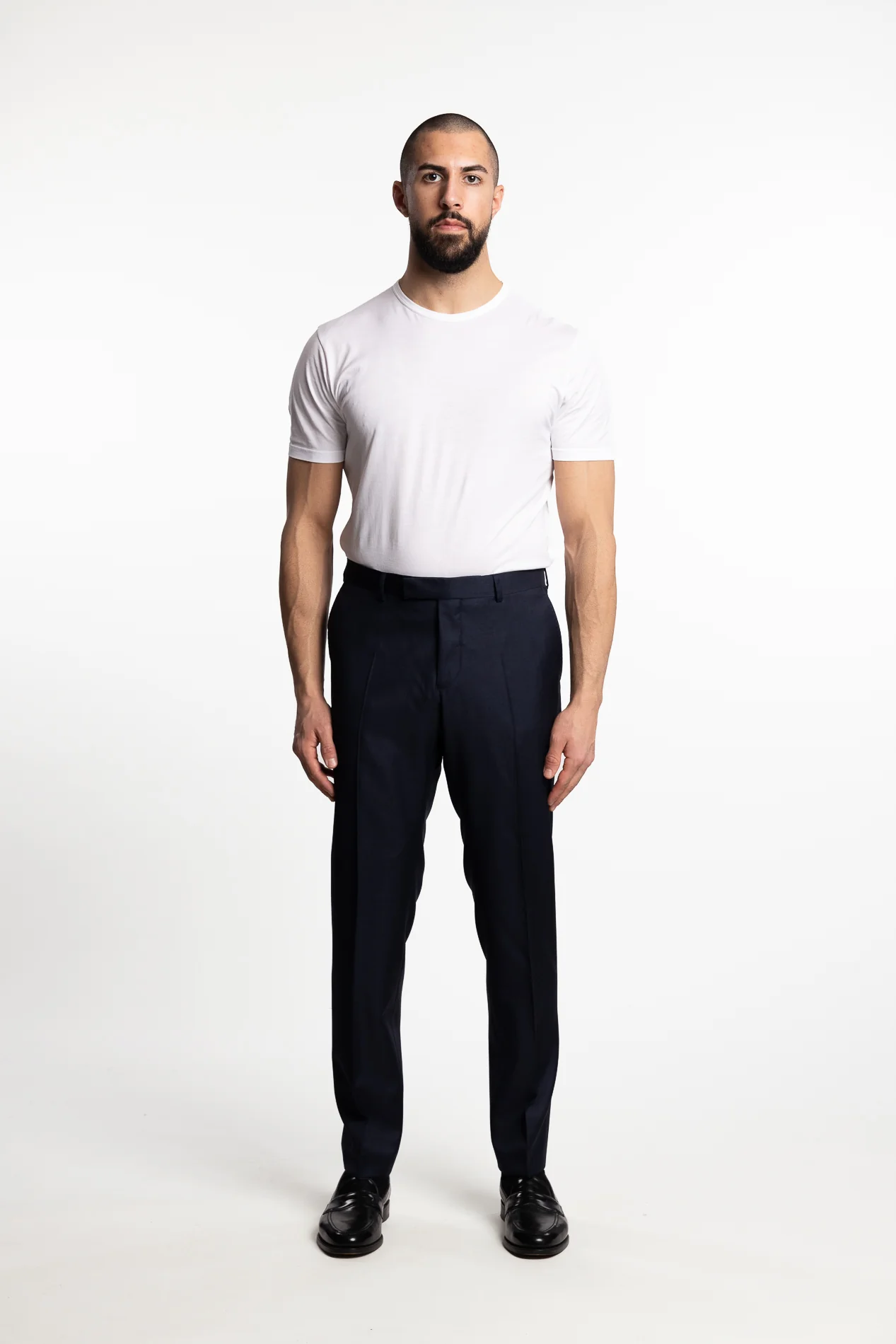 Palermo Slim Fit Trousers Dark Blue Melange - Image 3