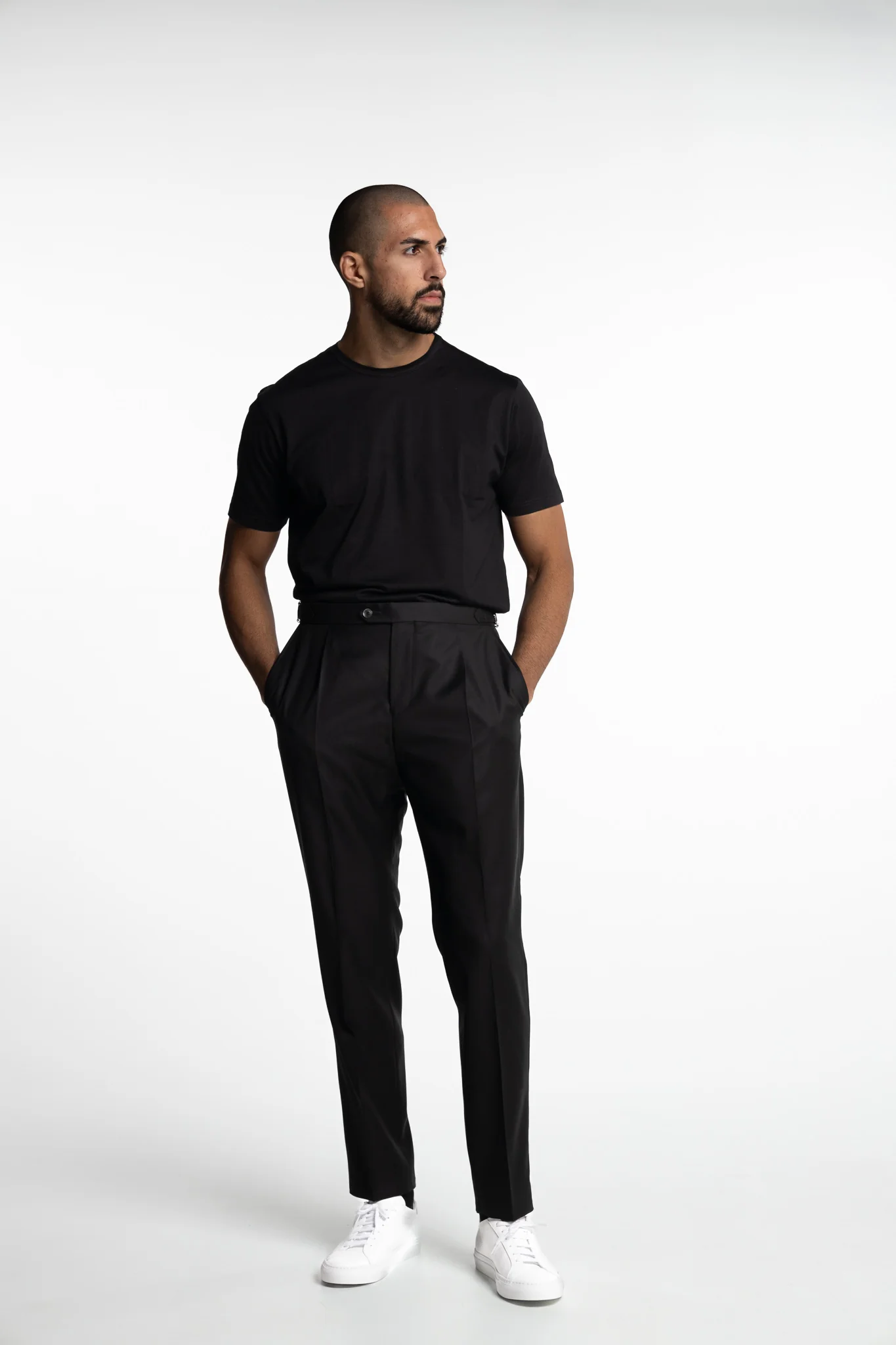 Prato Pleated Wool Trousers Black - Image 4